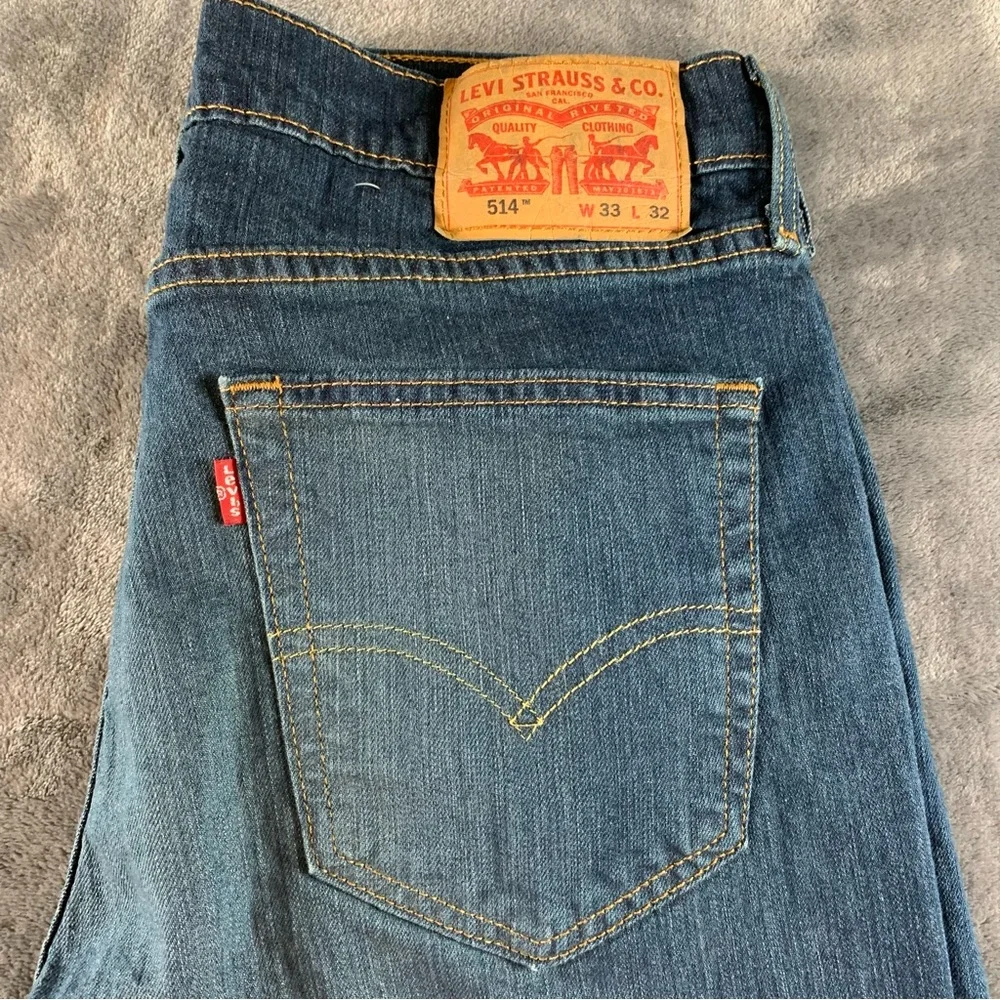 Levi's 514 Straight Fit Jeans Dark Wash Denim‎ Pants W33 L32 Classic 5 pockets